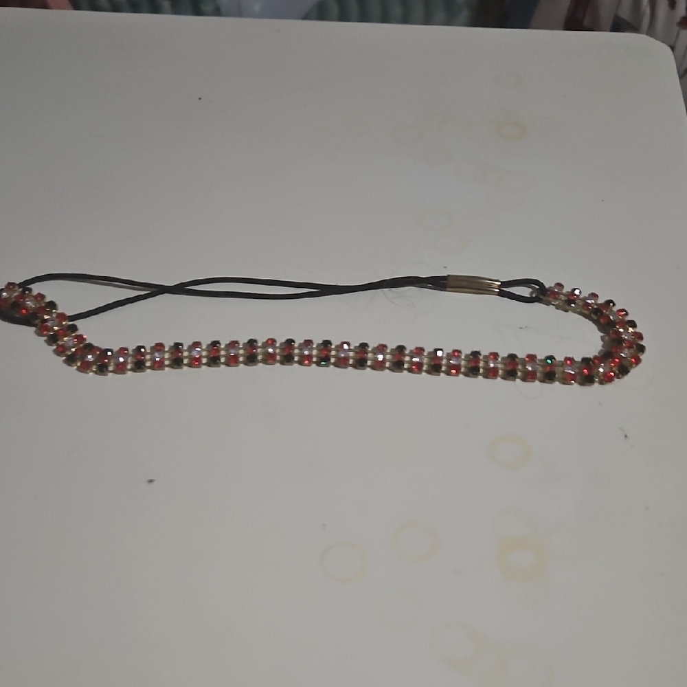 Red. Green Christmas Beaded Headband